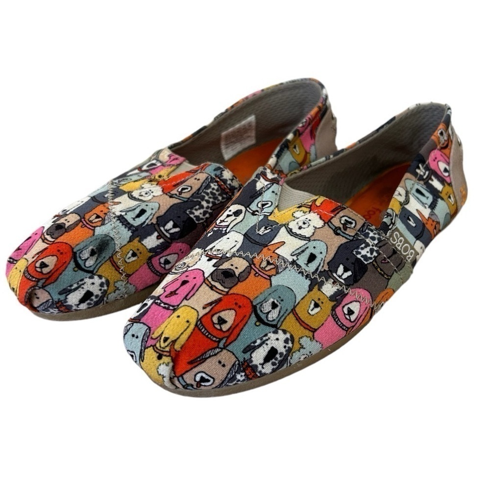 Bobs Skechers Wag Party Multicolor Dog Print Slip On Alpargata Flats
